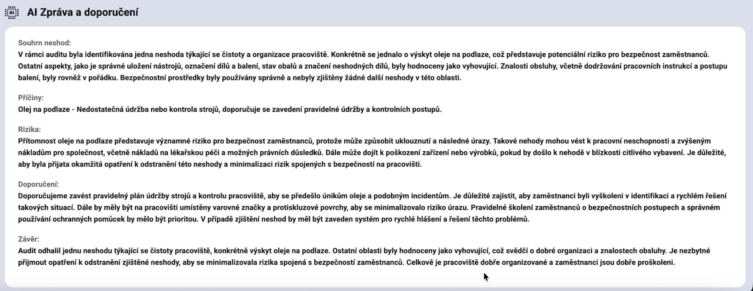 iDomino - Zpráva z auditu generovaná AI